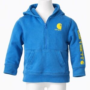 Carhartt Toddler Workwear Hoodie 24M Blue Quarter Zip Fleece Sweatshirt